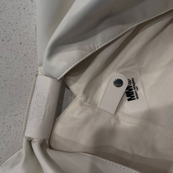 MM6 Maison Margiela White Japanese Draped Canvas/Faux Leather Tote - Large - Picture 4 of 8